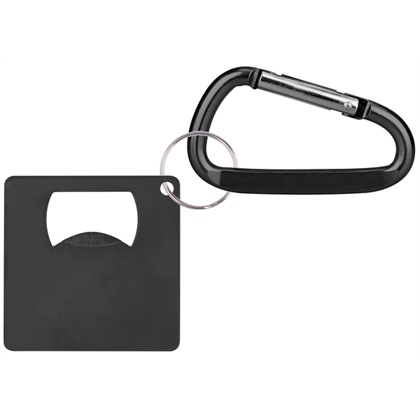 Large aluminum square shaped bottle opener with carabine... from ASI 74585 Nu Promo International / Nu Promo Line