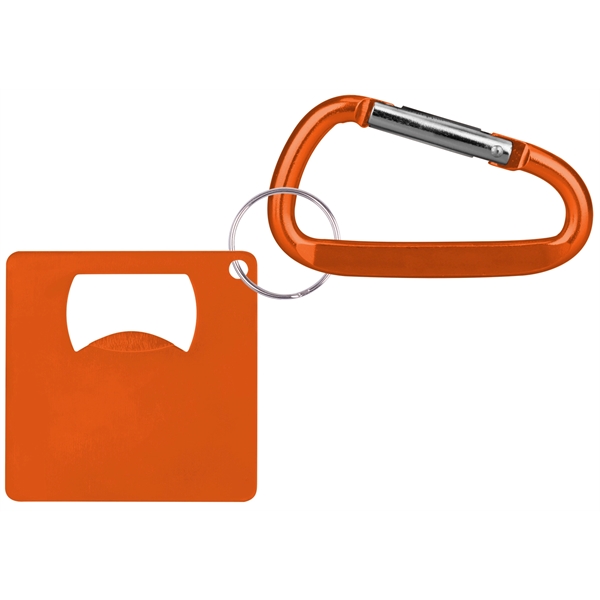 Large aluminum square shaped bottle opener with carabine... from ASI 74585 Nu Promo International / Nu Promo Line