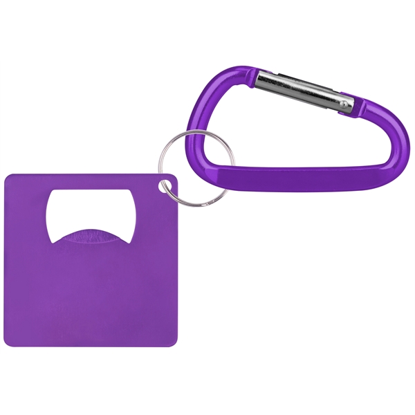 Large aluminum square shaped bottle opener with carabine... from ASI 74585 Nu Promo International / Nu Promo Line