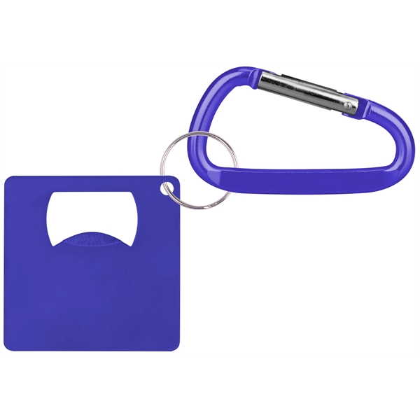 Large aluminum square shaped bottle opener with carabine... from ASI 74585 Nu Promo International / Nu Promo Line