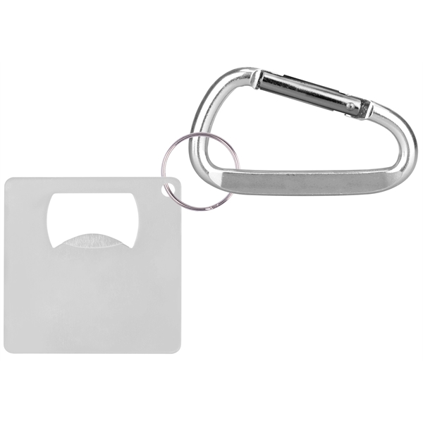 Large aluminum square shaped bottle opener with carabine... from ASI 74585 Nu Promo International / Nu Promo Line