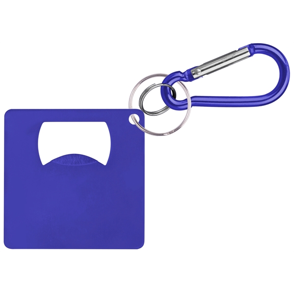 Large aluminum square shaped bottle opener with carabine... from ASI 74585 Nu Promo International / Nu Promo Line