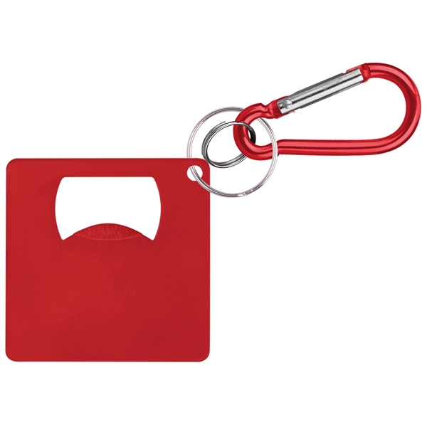 Large aluminum square shaped bottle opener with carabine... from ASI 74585 Nu Promo International / Nu Promo Line
