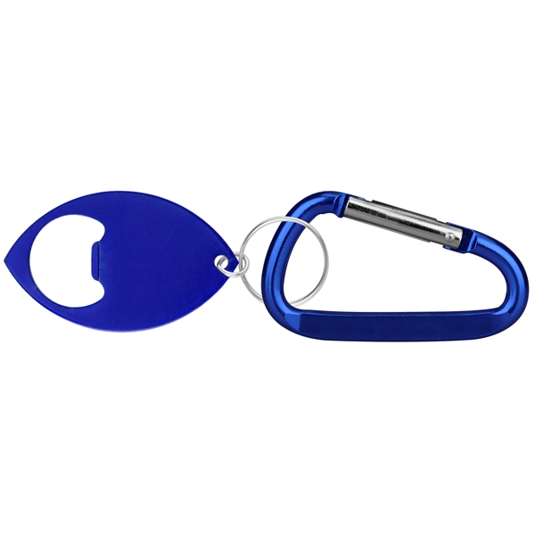 Football Shaped Bottle Opener With Key Ring and Carabiner.... from ASI 74585 Nu Promo International / Nu Promo Line