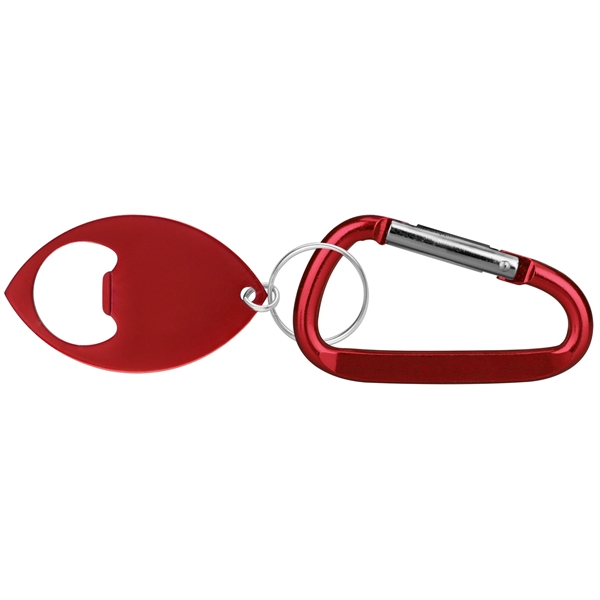 Football Shaped Bottle Opener With Key Ring and Carabiner.... from ASI 74585 Nu Promo International / Nu Promo Line