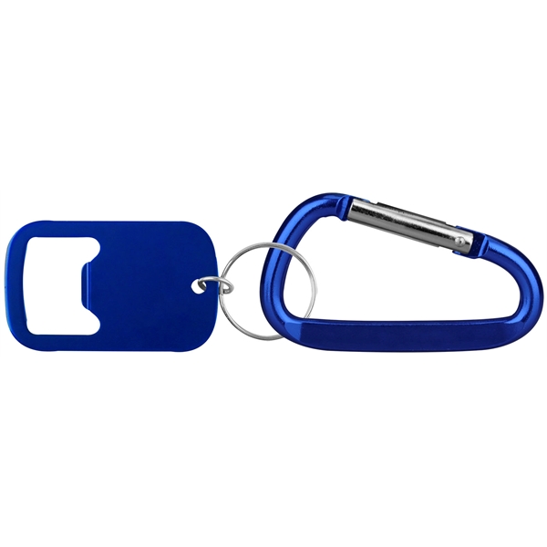 Metal Bottle Opener with carabiner and key holder... from ASI 74585 Nu Promo International / Nu Promo Line