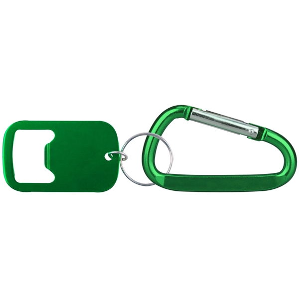 Metal Bottle Opener with carabiner and key holder... from ASI 74585 Nu Promo International / Nu Promo Line