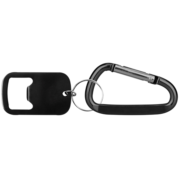 Metal Bottle Opener with carabiner and key holder... from ASI 74585 Nu Promo International / Nu Promo Line