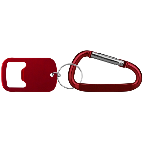 Metal Bottle Opener with carabiner and key holder... from ASI 74585 Nu Promo International / Nu Promo Line