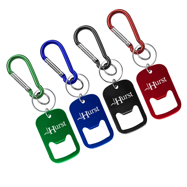 Metal Bottle Opener with carabiner and key holder... from ASI 74585 Nu Promo International / Nu Promo Line