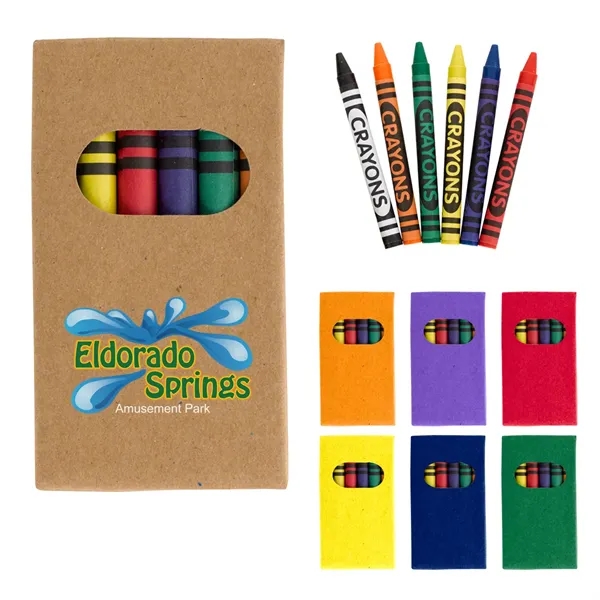 6-piece crayon set with black, blue, green, orange, red and yellow... from ASI 61125 Hit Promotional Products / Hit®