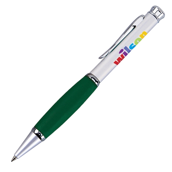 Solid brass twist-action pen with a satin silver finish, shiny silver... from ASI 68190 Lungsal / Lungsal