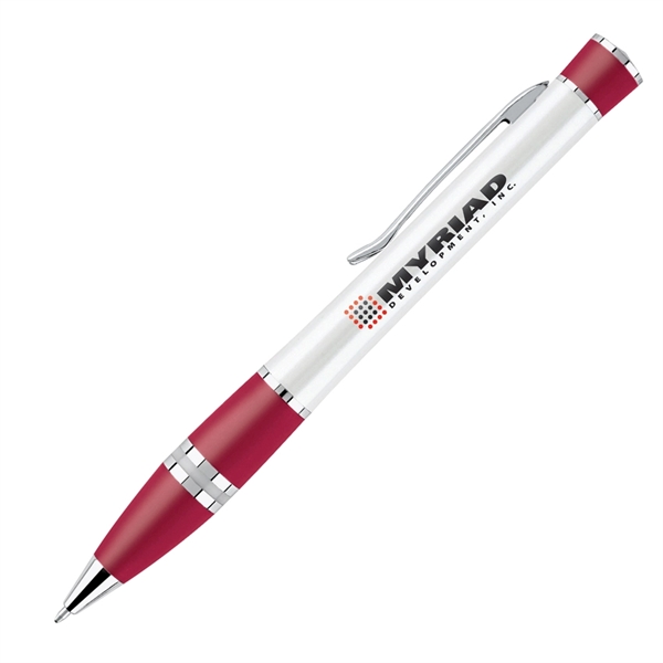 Metal twist-action ballpoint pen with pearl white coating, a colored grip,... from ASI 68190 Lungsal / Lungsal