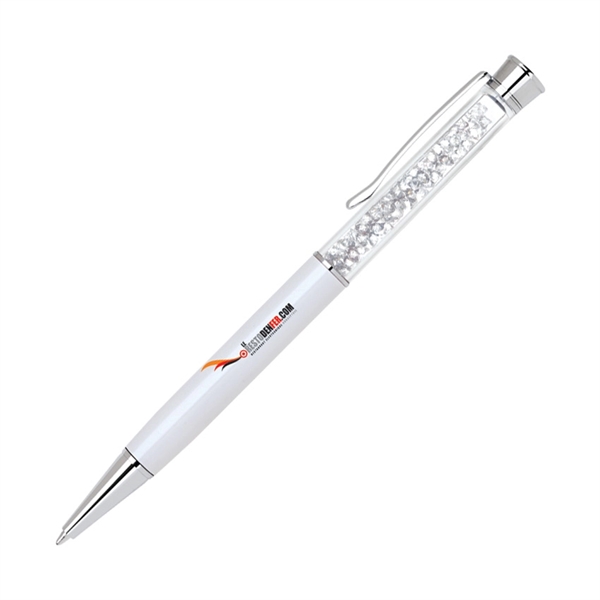 Brass twist-action ballpoint pen with a crystal insert and chrome accents.... from ASI 68190 Lungsal / Lungsal