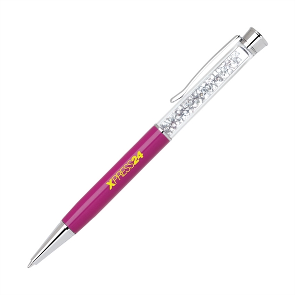 Brass twist-action ballpoint pen with a crystal insert and chrome accents.... from ASI 68190 Lungsal / Lungsal
