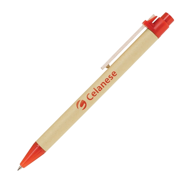 Click-action ballpoint pen made from recycled paper, plastic and wood with... from ASI 68190 Lungsal / Lungsal
