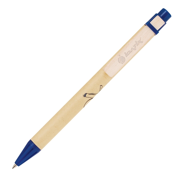 Click-action ballpoint pen made from recycled paper, plastic and wood with... from ASI 68190 Lungsal / Lungsal
