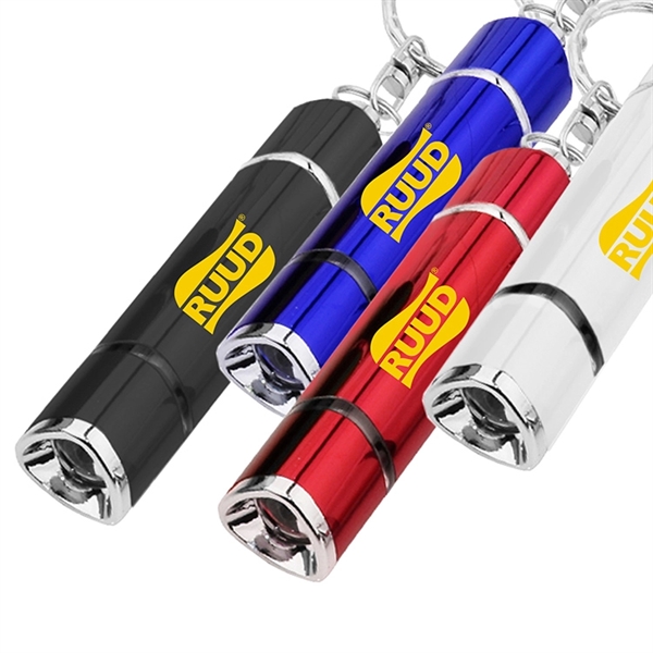 Triangular-shaped aluminum flashlight with LED bulb and key ring... from ASI 30112 ACE Products / Ace Line