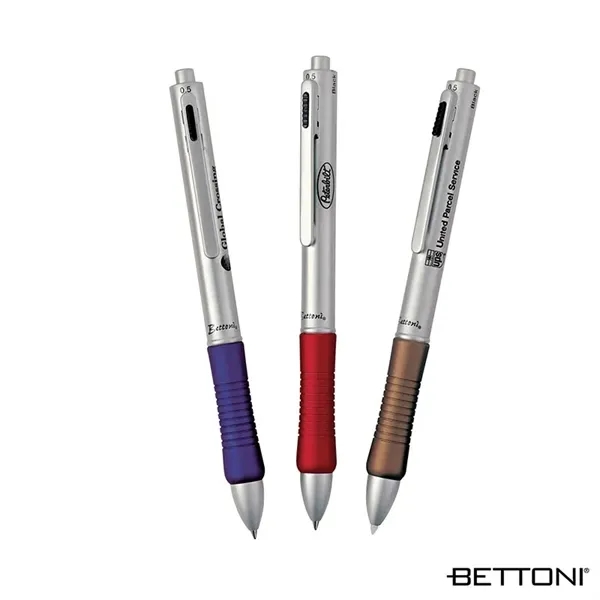4-in-1 combo pen with solid brass construction, metallic rubberized grip, blue... from ASI 67866 Logomark/Valumark