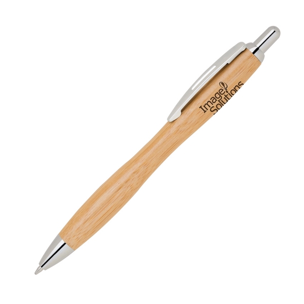 Lightweight bamboo click-action ballpoint pen with chrome trims.... from ASI 68190 Lungsal / Lungsal