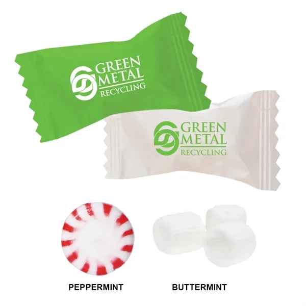 Wrapped mints with peppermint, cinnamon, chocolate, or buttermint flavors.... from ASI 61125 Hit Promotional Products / Hit®