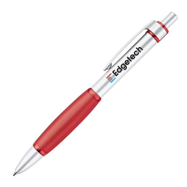 Click-action ballpoint pen with an aluminum barrel and soft colored rubber... from ASI 68190 Lungsal / Lungsal