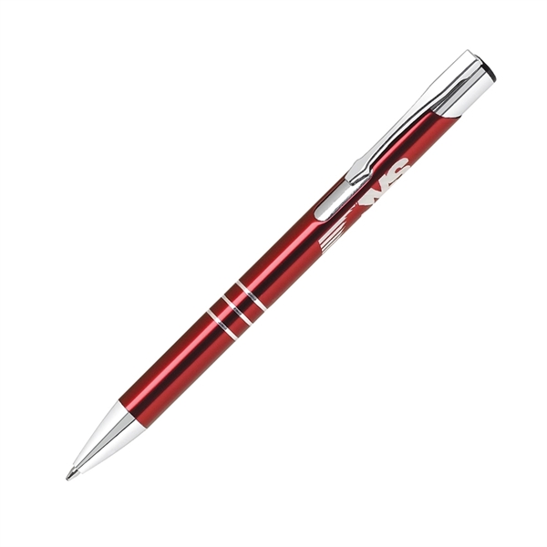 Aluminum click-action ballpoint pen with a high-polish barrel, silver accents, non-toxic... from ASI 68190 Lungsal / Lungsal