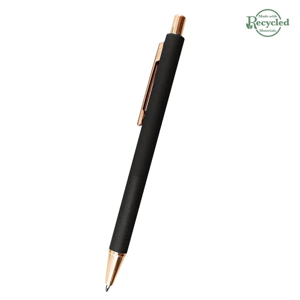 5.5" aluminum Harlow plunger-action pen with rose gold accents and pocket... from ASI 61125 Hit Promotional Products / Hit®