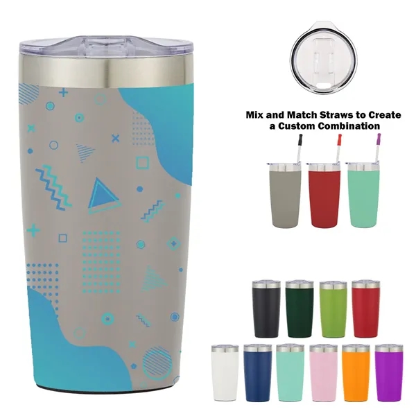 20 oz. double wall insulated stainless steel tumbler with snap-on, spill-resistant... from ASI 61125 Hit Promotional Products / Hit®