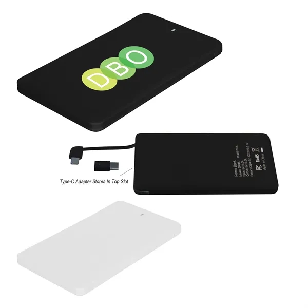 Slim 3-in-1 plastic 4000mAh powerbank in black or white.... from ASI 61125 Hit Promotional Products / Hit®