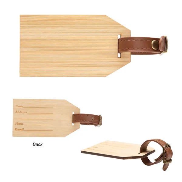 2.25" x 4" bamboo luggage tag with PU leatherette strap and... from ASI 61125 Hit Promotional Products / Hit®