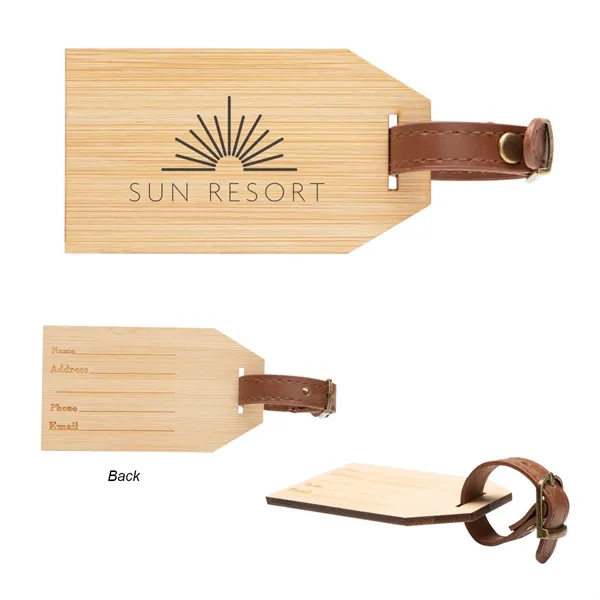 2.25" x 4" bamboo luggage tag with PU leatherette strap and... from ASI 61125 Hit Promotional Products / Hit®