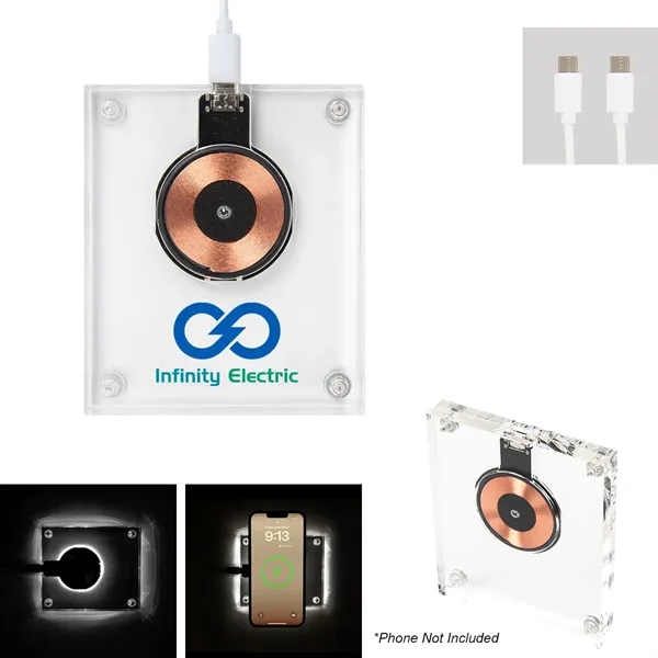 Wireless charger with an 8000mAh lithium-ion battery, LED lights, 15W output... from ASI 61125 Hit Promotional Products / Hit®