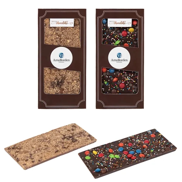 3.5 ounce gourmet chocolate bar in customizable window box.... from ASI 61125 Hit Promotional Products / Hit®