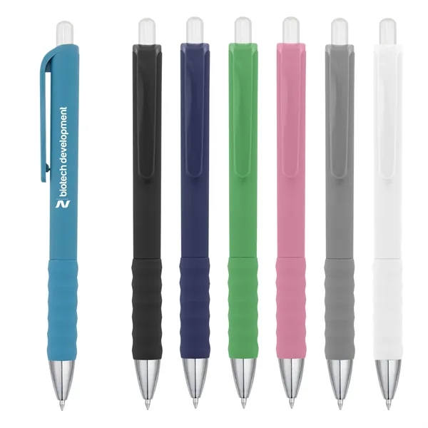 Plunger action medium gel ink pen with rubberized barrel.... from ASI 61125 Hit Promotional Products / Hit®
