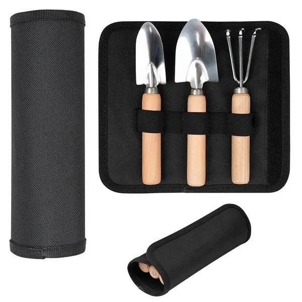 Garden tool set with trowel, transplanter, cultivator and felt pouch.... from ASI 61125 Hit Promotional Products / Hit®