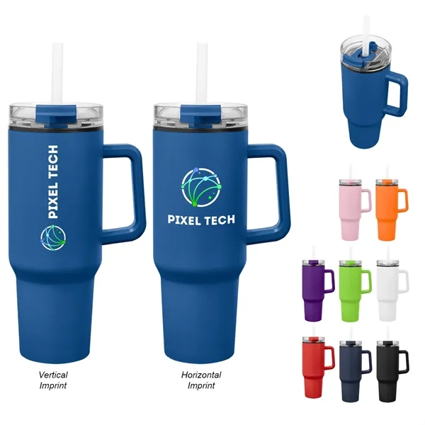 40 oz. stainless steel tumbler with lid, straw and double wall,... from ASI 61125 Hit Promotional Products / Hit®