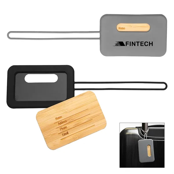 Luggage tag made with bamboo and silicone.... from ASI 61125 Hit Promotional Products / Hit®