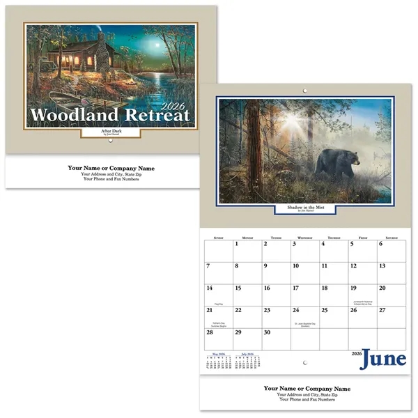 13-month Woodland Retreat stapled wall calendar.... from ASI 61125 Hit Promotional Products / Hit®