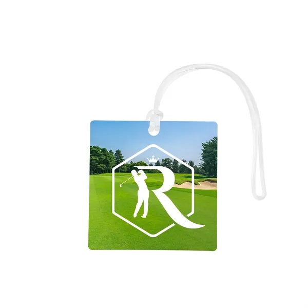 Square-shaped acrylic bag tag with PVC spaghetti strap attachment.... from ASI 61125 Hit Promotional Products / Hit®