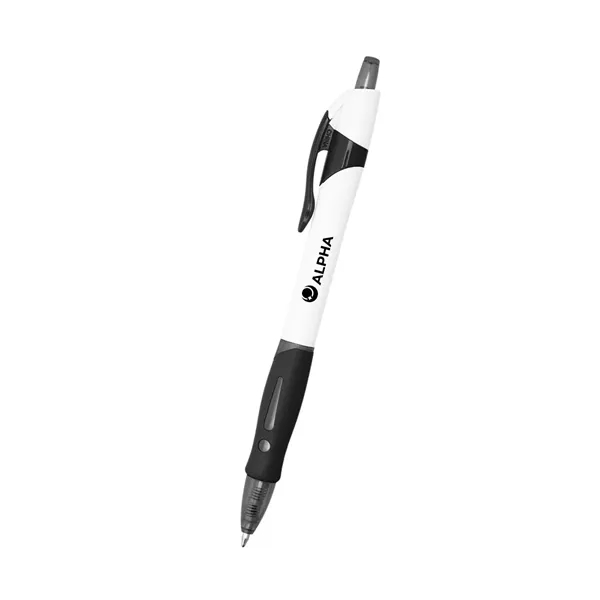Plunger action ballpoint pen with a rubber grip.... from ASI 61125 Hit Promotional Products / Hit®