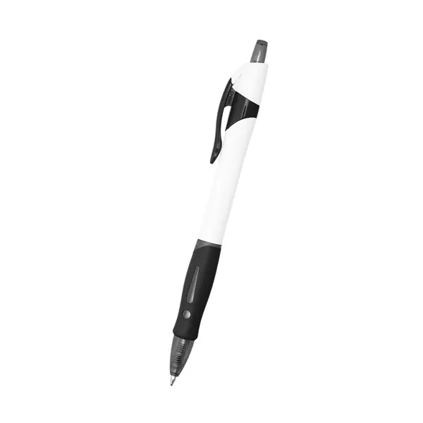 Plunger action ballpoint pen with a rubber grip.... from ASI 61125 Hit Promotional Products / Hit®