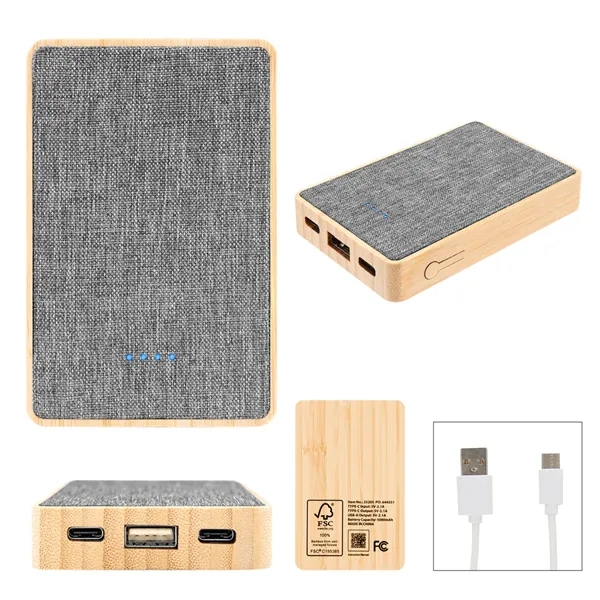 5,000mAh power bank made with bamboo and recycled fabric.... from ASI 61125 Hit Promotional Products / Hit®