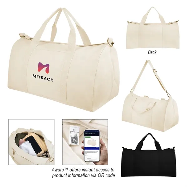 Recycled cotton and recycled polyester duffel bag with flat bottom.... from ASI 61125 Hit Promotional Products / Hit®