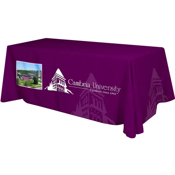 152" x 86" rPET polyester 4-sided full-color table cover. Washable, flame... from ASI 61966 HPG / Beacon Promotions