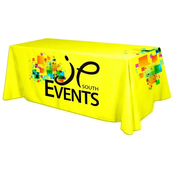 152" x 86" rPET polyester 4-sided full-color table cover. Washable, flame... from ASI 61966 HPG / Beacon Promotions