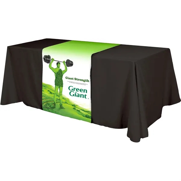 28" x 72" rPET polyester dye sublimated table runner with rolled... from ASI 61966 HPG / Beacon Promotions