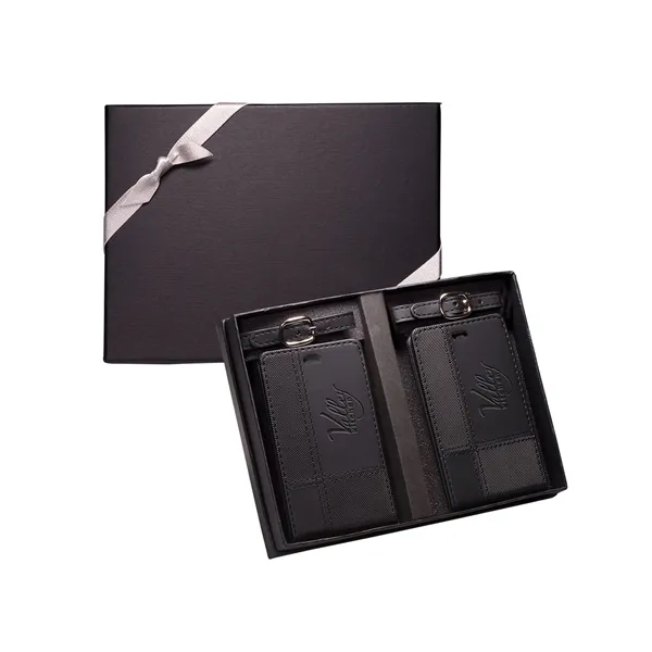Gift set of two Tuscany™ duo-textured luggage tags with metal buckle... from ASI 79530 Prime Line