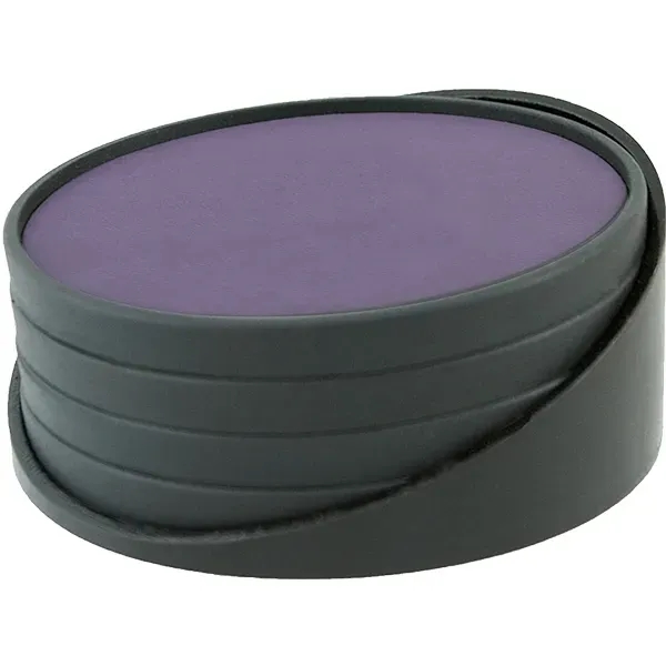 Set of four debossed 3.75" diameter leatherette coasters.... from ASI 71920 Moderne Glass Company Inc / Glass America®