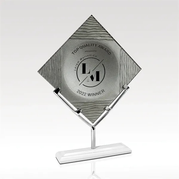 Award made of platinum ArtGlass on a silver stainless and white... from ASI 93986 Visions/Awardcraft / Visions Awards